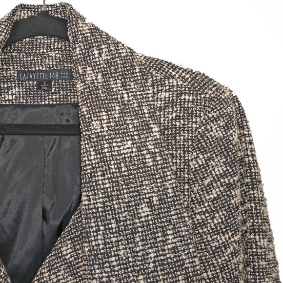 Lafayette 148 Black & White Tweed Double-Breasted Cropped Blazer - Size 6 - Picture 1 of 6